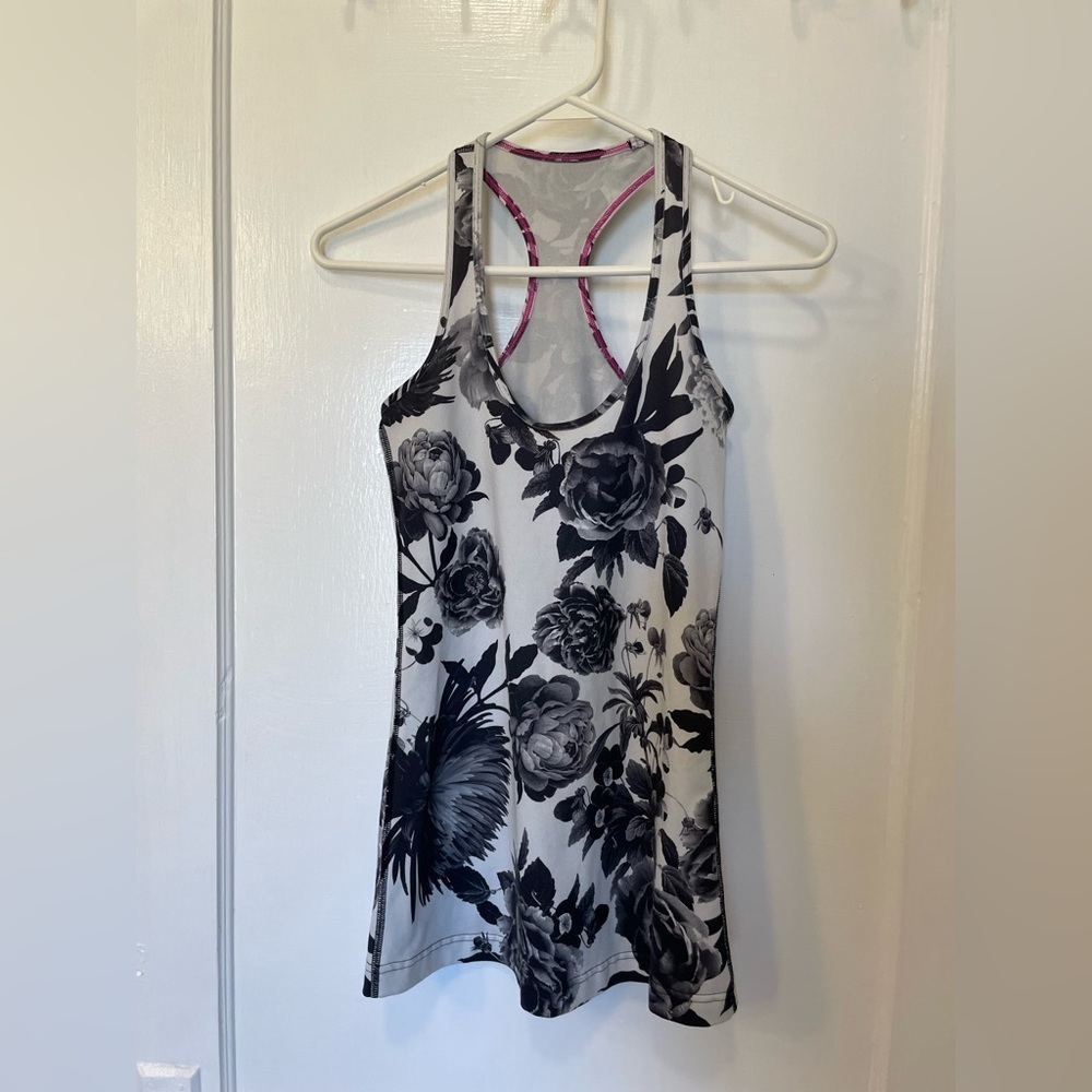 Lululemon Cool Racerback Brisk Bloom Black White